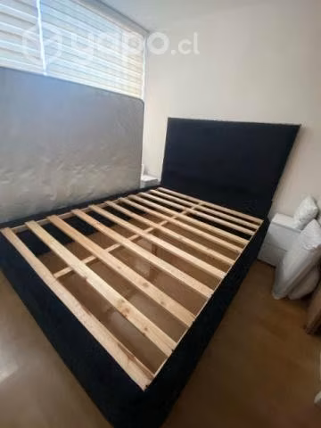 Cama de dos plazas con respaldo negro - Imagen 2