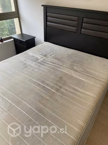 Cama 2 plazas + respaldo negro