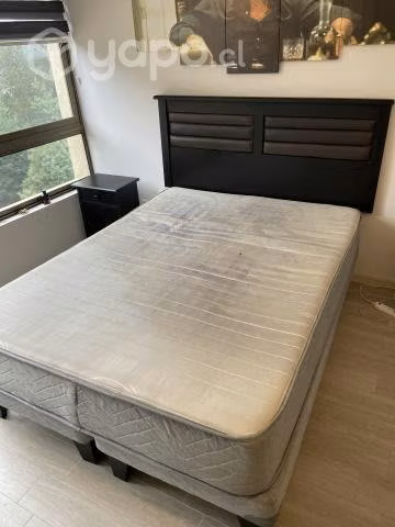 Cama 2 plazas + respaldo negro