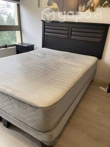 Cama 2 plazas + respaldo negro