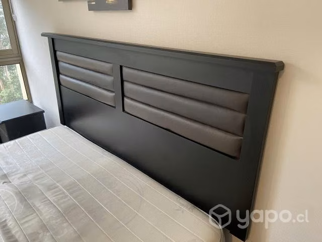 Cama 2 plazas + respaldo negro