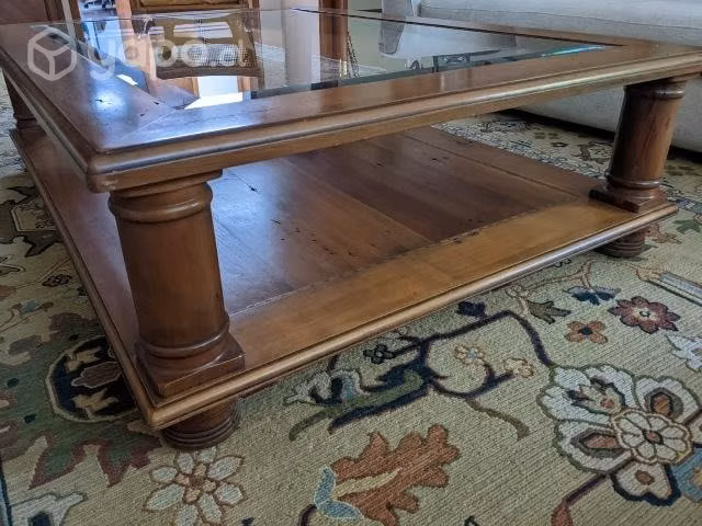 Mesa de centro de roble con cubierta de vidrio - Imagen 2