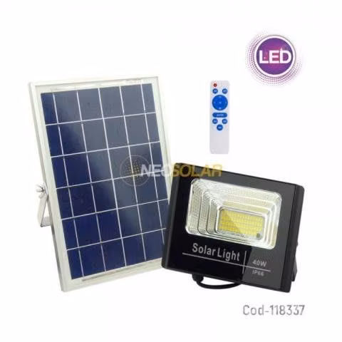 Foco Solar Fachada 40Watt Con Panel Solar Y Contro