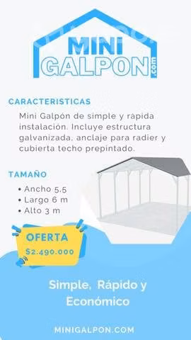 Mini galpón 5,5 x 6 m Galvanizado