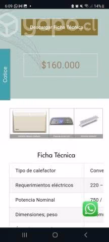 Calefactor eléctrico de pared Ancora