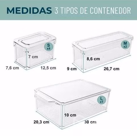 Organizador Refrigerador Cocina Set 7 Contenedores - Imagen 5