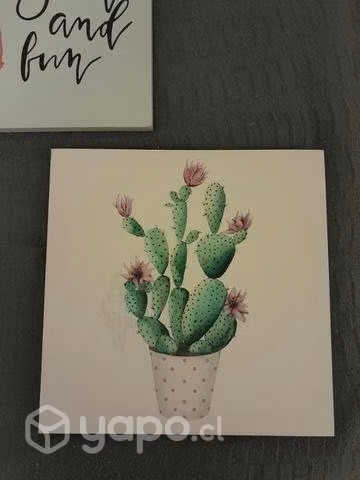 3 Cuadros lindos de plantas y piña rosa