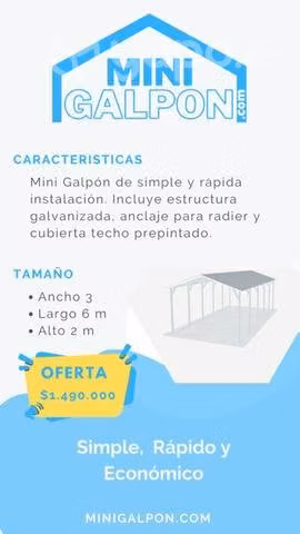 Mini Galpón 3x6 m Galvanizado