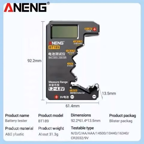 Probador Tester Pilas Bateria A, AA, AAA, C, D, 9V