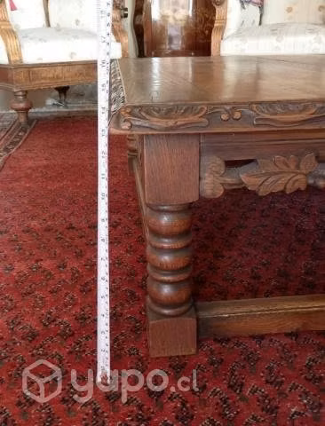 Mesa de centro antigua de madera labrada - Imagen 4