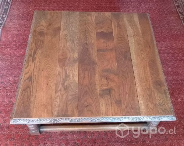 Mesa de centro antigua de madera labrada - Imagen 2