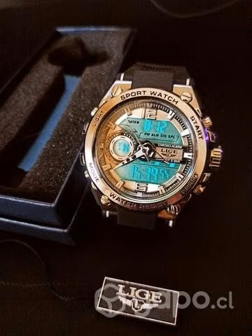 Reloj LIGE analógico de lujo NUEVO Silver