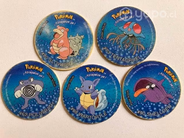 Lote de 5 tazos originales y de la época Pokémon 2