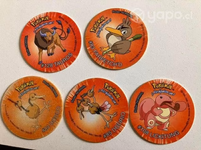 Lote de 5 tazos originales y de la época Pokémon 2