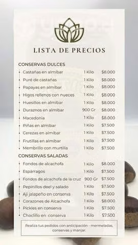 Deliciosas conservas Dulces y conservas Saladas