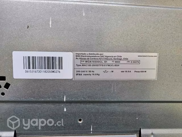 Lavadora Bosch, 16 Kg, Serie 4 Eco Silence