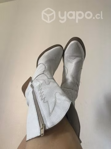Bota vaquera blanca cuero - Imagen 3