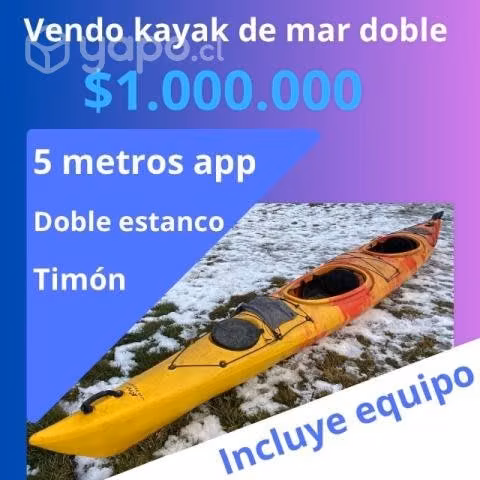 Kayak doble de mar con todo el equipo