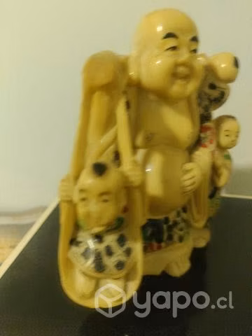 Buda hotei en resina tallado a mano - Imagen 5