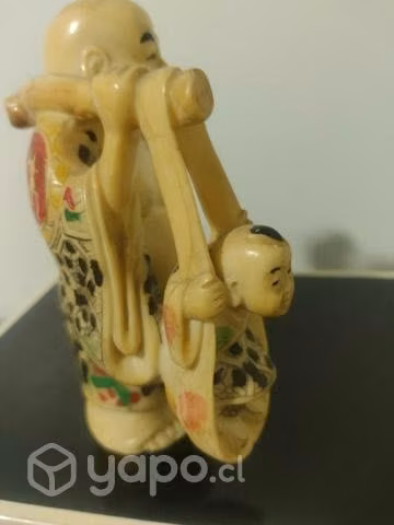 Buda hotei en resina tallado a mano - Imagen 3
