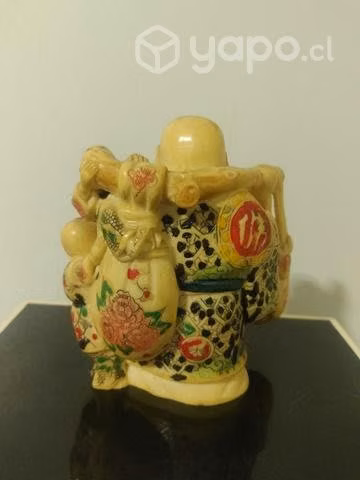 Buda hotei en resina tallado a mano - Imagen 2