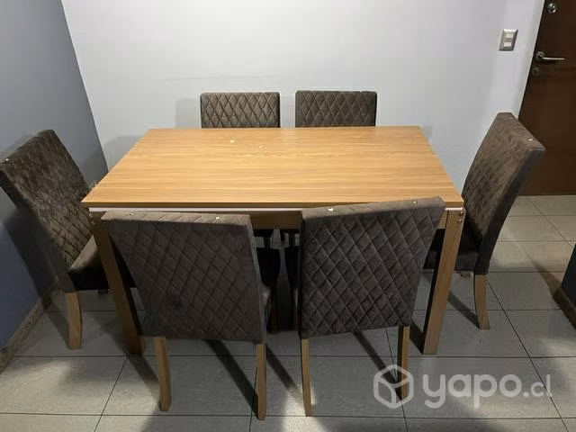 Juego de Comedor 6 Sillas Marrón 140x80x80 cm