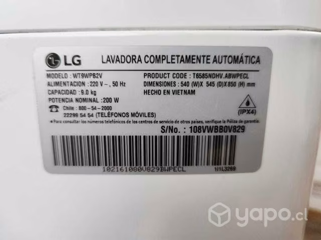 LAVADORA AUTOMÁTICA - LG (9 Kg)