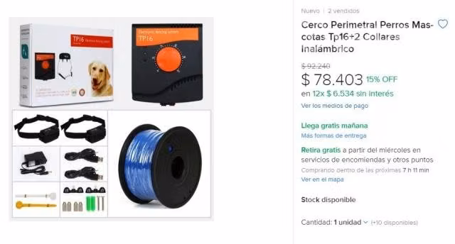 Cerco perimetral eléctrico perros 2 collar. NUEVO