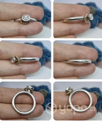 Anillo Pandora plata con argolla bañada en oro - Imagen 4