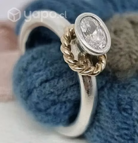 Anillo Pandora plata con argolla bañada en oro