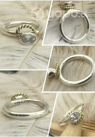 Anillo Pandora plata con argolla bañada en oro - Imagen 5