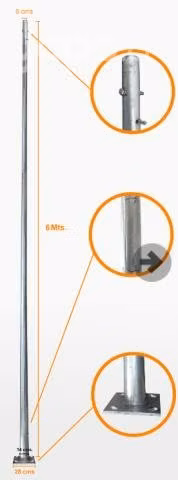 Poste Conico 6mt 3mm Base-280x280x12mm