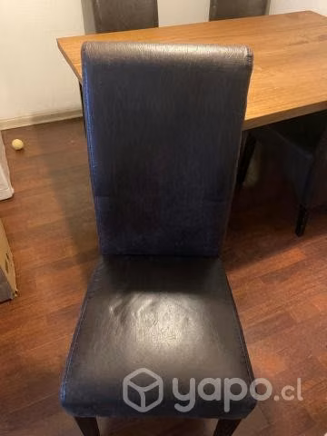 4 sillas para comedor, café, ecocuero y madera