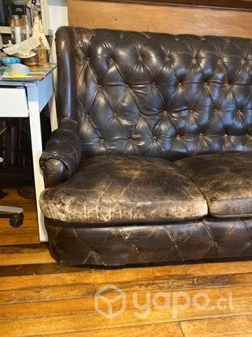 Sofá Sillón antiguo de cuero - Imagen 2