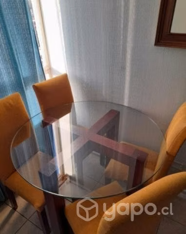 Comedor 4 sillas madera vidrio