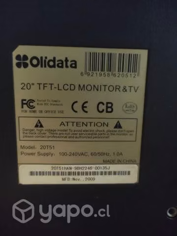 2 Monitores de 20" y 18,5" pulgadas