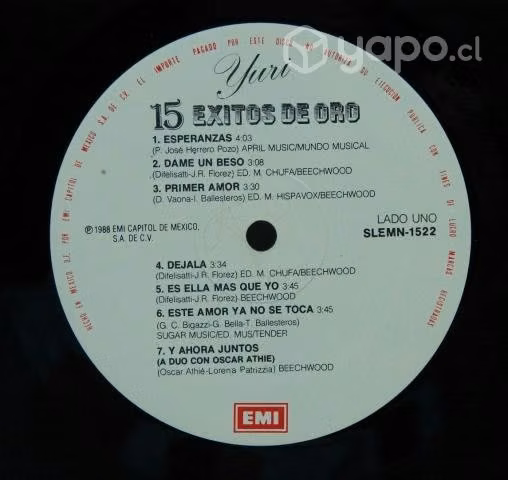 Vinilo Yuri 15 Exitos De Oro México 1988 Ed - Imagen 2