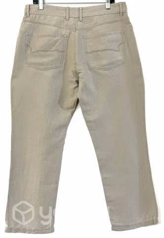 Pantalón 52% Lino Marca Rkf Talla 34 Café - Imagen 2