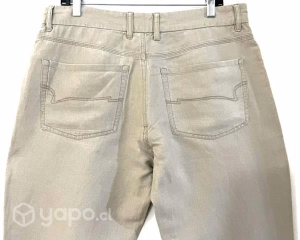 Pantalón 52% Lino Marca Rkf Talla 34 Café - Imagen 4