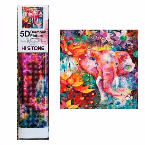 Arte diamante elefante 30x30 cm
