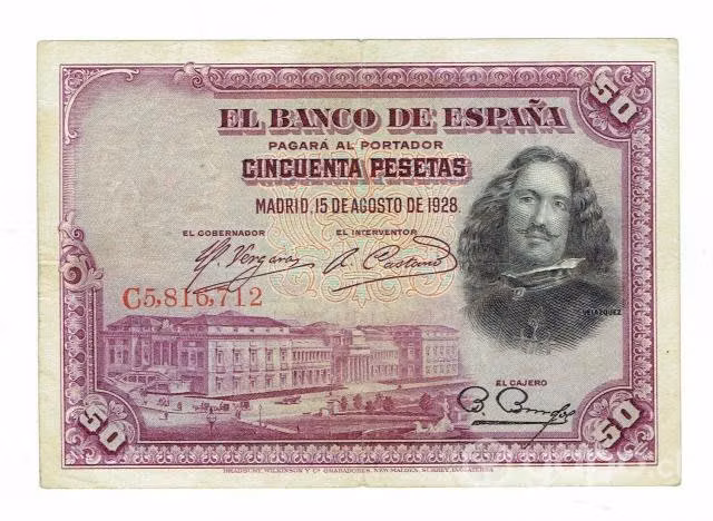Billete De España, 50 Pesetas, 1928