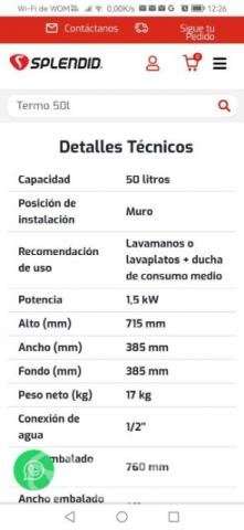 Termo eléctrico 50L, SPLENDID - Imagen 3