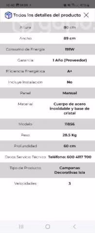 Campana Isla 90 FDV Nueva