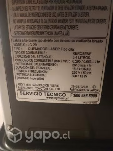 Estufa toyotomi perfecto estado