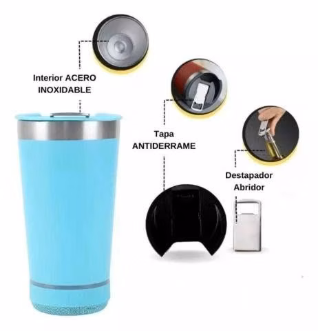 Vaso termico parlante inalambrico RGB 473ml