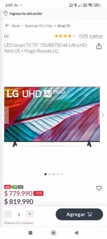 Smart Tv Lg 75 pulgadas modelo 75UR87 nuevo en caj - Imagen 2