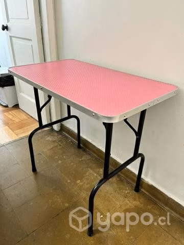 Mesa plegable peluquería canina Rosada