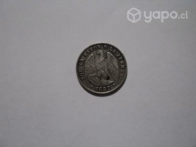 Antigua Moneda De Plata Medio Decimo 1892 - Imagen 2