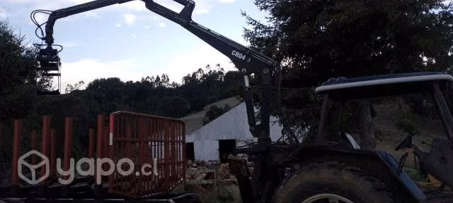 Grúa forestal y carro de arrastre