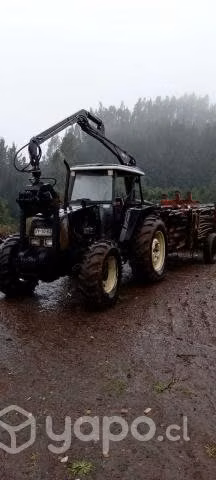 Grúa forestal y carro de arrastre